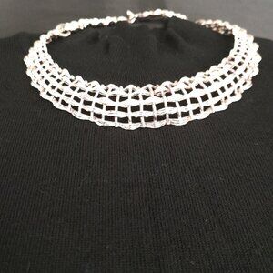 18" Brushed Silver Open Lattice Necklace